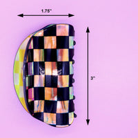 Iridescent Checkered Black Claw Hair Clip