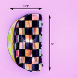 Iridescent Checkered Black Claw Hair Clip