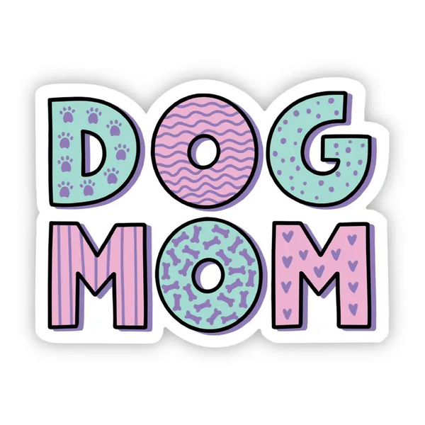 Big Moods 'Dog Mom' Pink and Green Vinyl Sticker