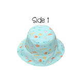FlapJack Kids Reversible Patterned Sun Hat - Fish/Jellyfish