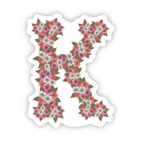 Big Moods Floral Letter 'K' Vinyl Sticker