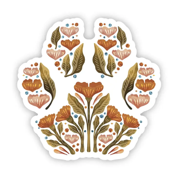 Big Moods Natural Floral Paw Print Vinyl Sticker