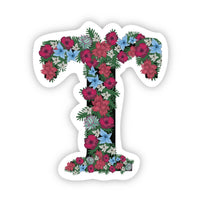 Big Moods Floral Letter 'T' Vinyl Sticker