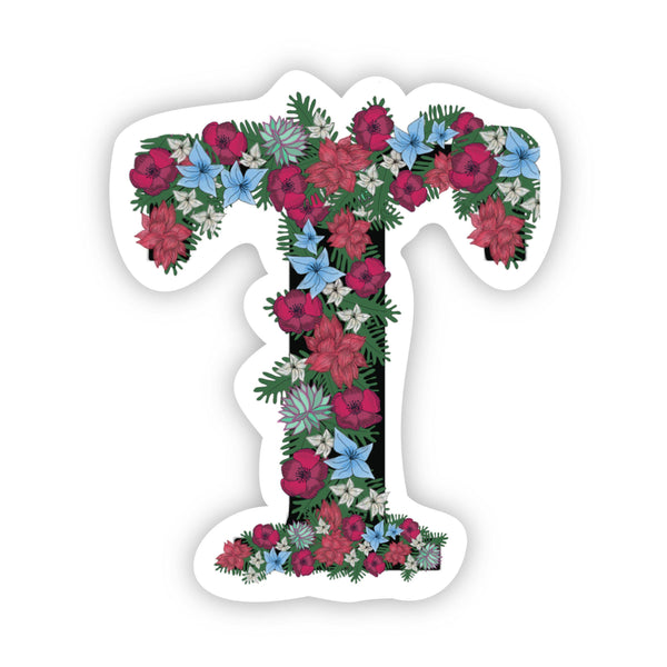 Big Moods Floral Letter 'T' Vinyl Sticker