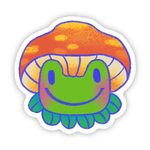 Big Moods Frog with Mushroom Hat Vinyl Sticker