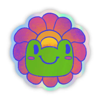 Big Moods Holographic Happy Flower Frog Vinyl Sticker