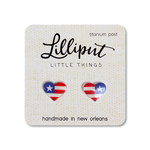 Lilliput Little Things Earrings - American Flag Hearts