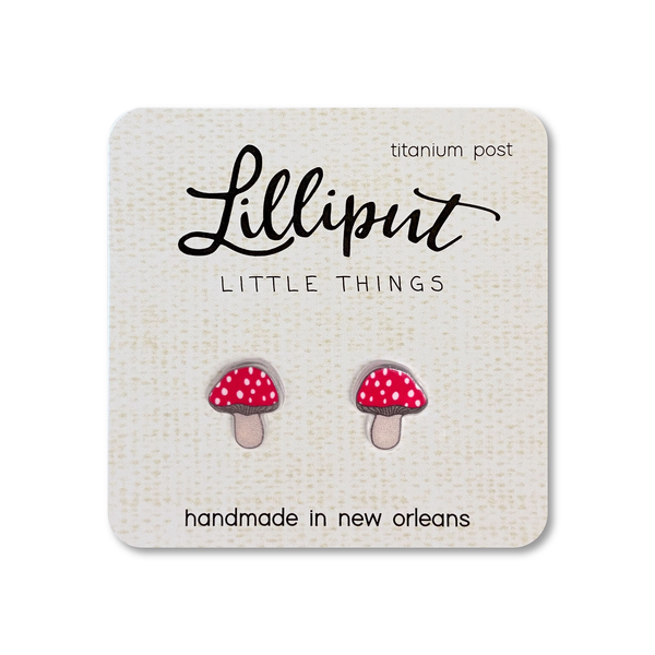 Lilliput Little Things Earrings - Red Mushrooms