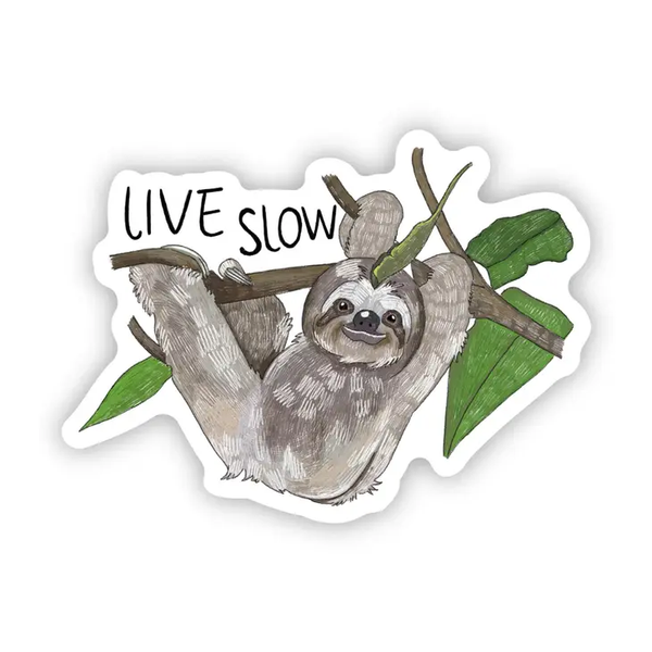 Big Moods 'Live Slow' Sloth Vinyl Sticker