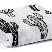 *FINAL SALE* Modern Burlap Organic Cotton Black & White Muslin Swaddle - Cactus