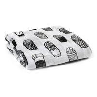 *FINAL SALE* Modern Burlap Organic Cotton Black & White Muslin Swaddle - Coffee Love