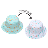 FlapJack Kids Reversible Patterned Sun Hat - Fish/Jellyfish