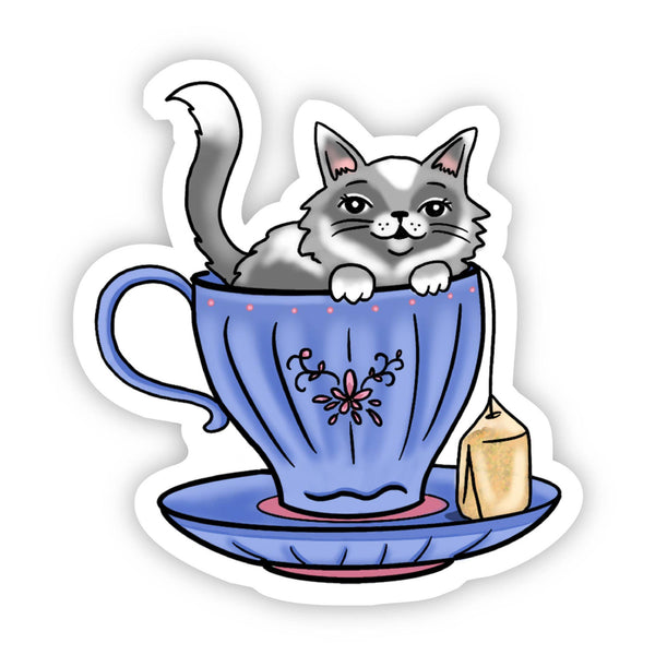 Big Moods Cat Tea Vinyl Sticker