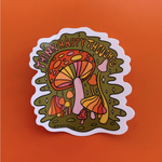 Doodle By Meg 'Think Happy Thoughts' Mushroom Vinyl Sticker