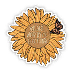 Big Moods 'You Are Worthy of Good Things' Sunflower Vinyl Sticker